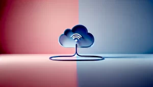 Illustration with a cloud icon on a gradient background symbolizing the key benefits of cloud computing essentials for modern businesses.