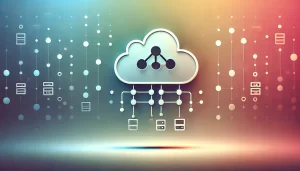 Featured image for an article on serverless cloud computing in 2024, with a gradient background and a sleek icon representing serverless architecture and cloud technology.